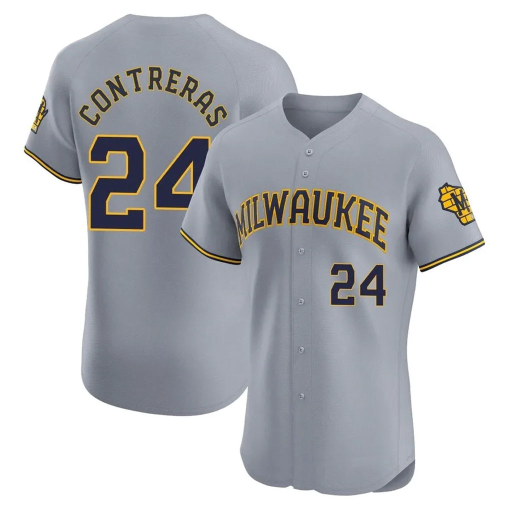 My Store M.Brewers #24 William Contreras Player Gray Home Limited Elite Stitched Jerseys