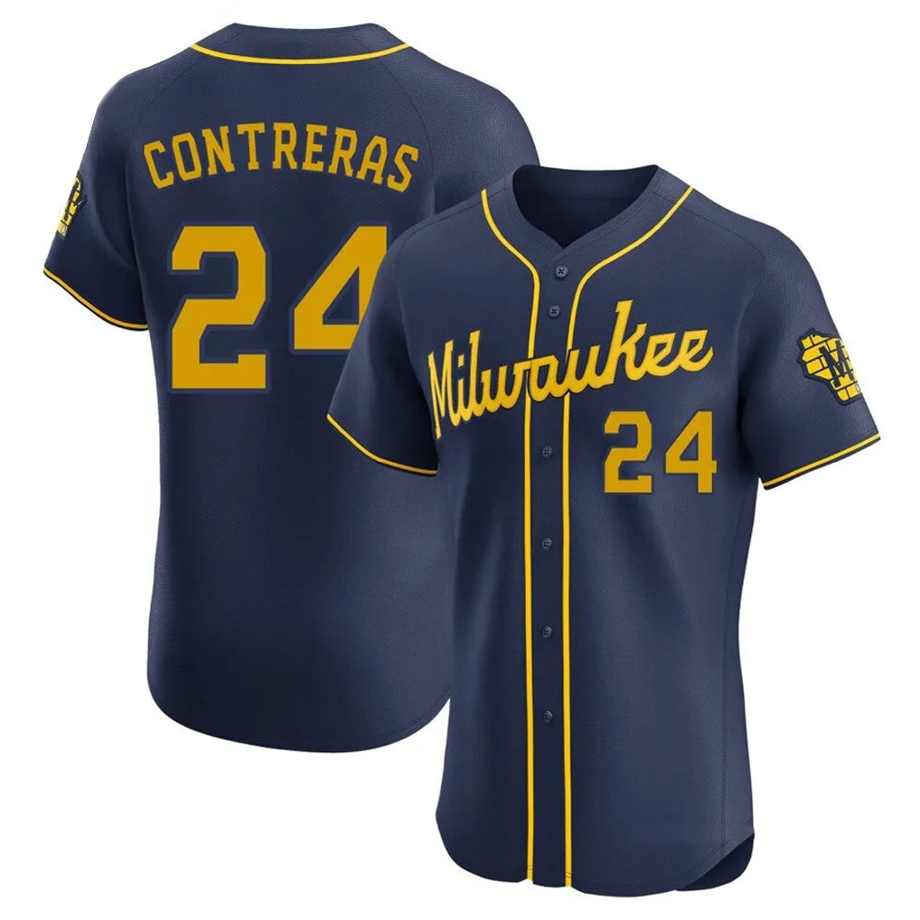 My Store M.Brewers #24 William Contreras Player Navy Home Limited Elite Stitched Jerseys