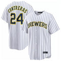 My Store M.Brewers #24 William Contreras Player White Stripes Home Limited Stitched Jerseys