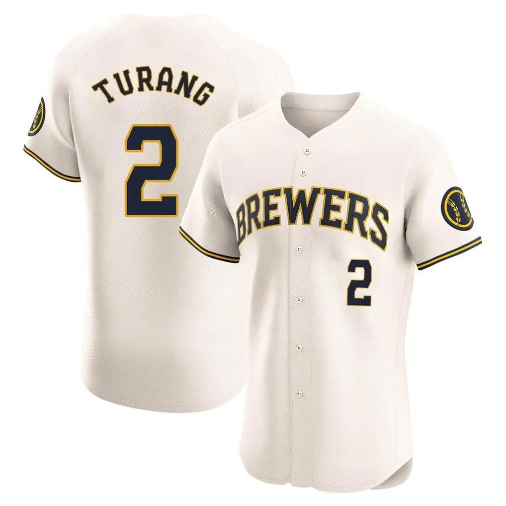 My Store M.Brewers #2 Brice Turang Player Cream Home Limited Elite Stitched Jerseys