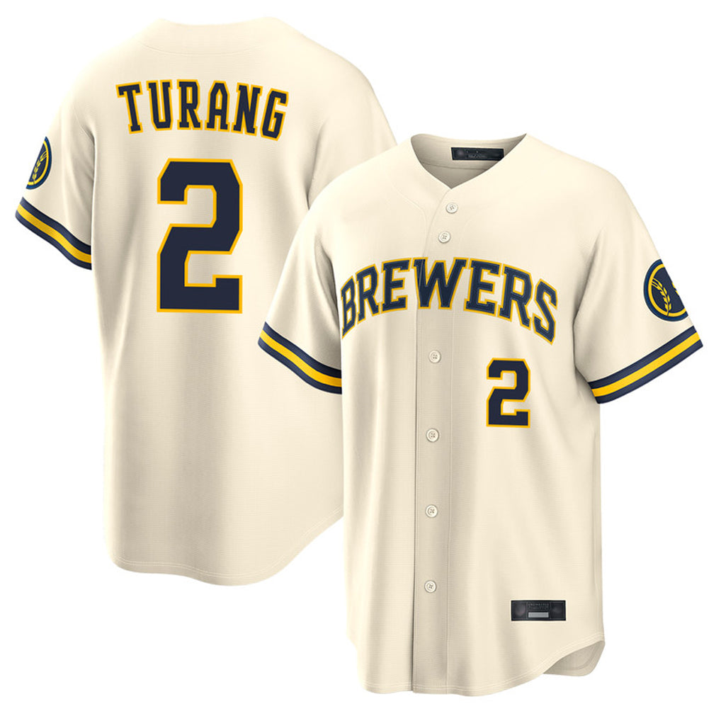 My Store M.Brewers #2 Brice Turang Player Cream Home Limited Stitched Jerseys