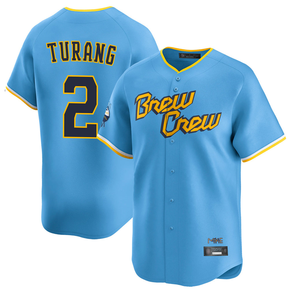 My Store M.Brewers #2 Brice Turang Player Light Blue City Connect Home Limited Stitched Jerseys