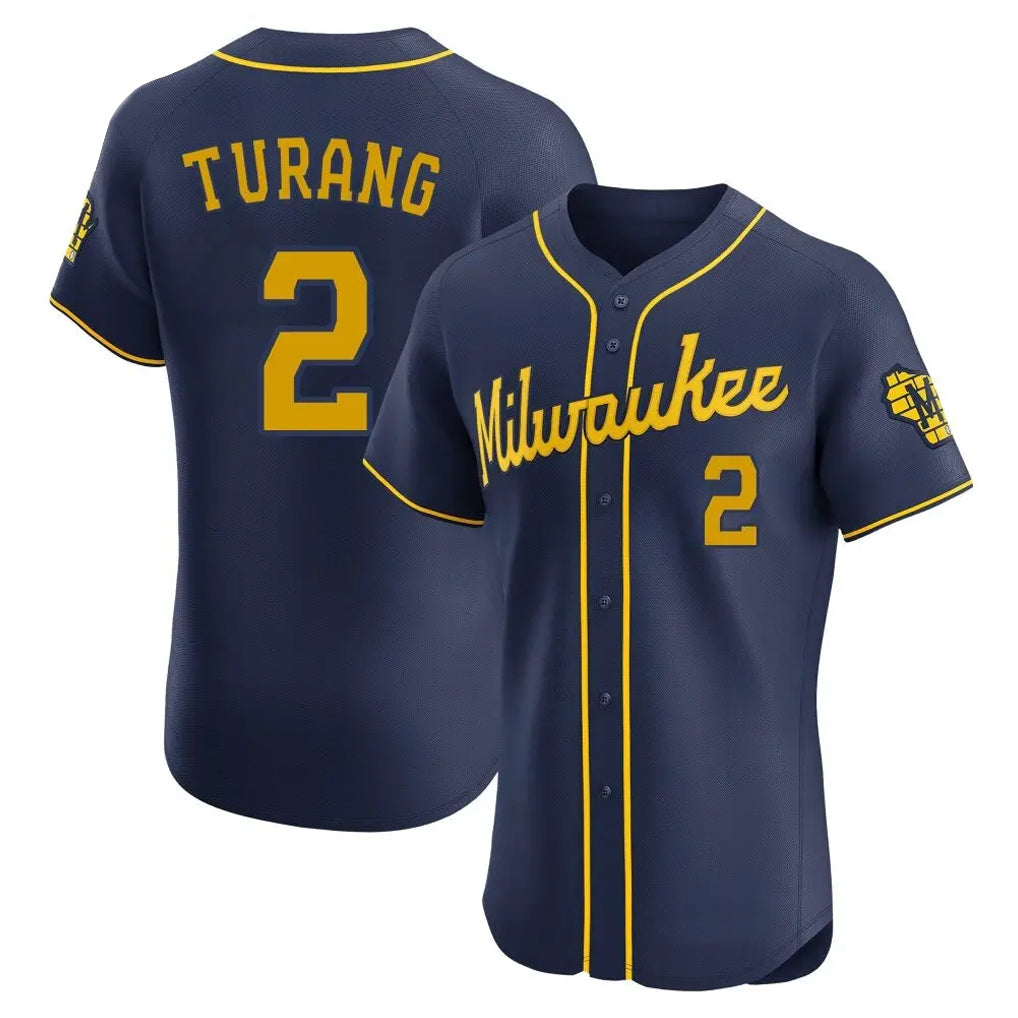 My Store M.Brewers #2 Brice Turang Player Navy Home Limited Elite Stitched Jerseys