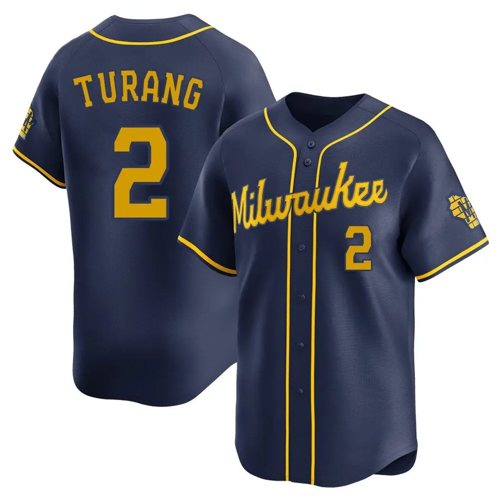 My Store M.Brewers #2 Brice Turang Player Navy Home Limited Stitched Jerseys
