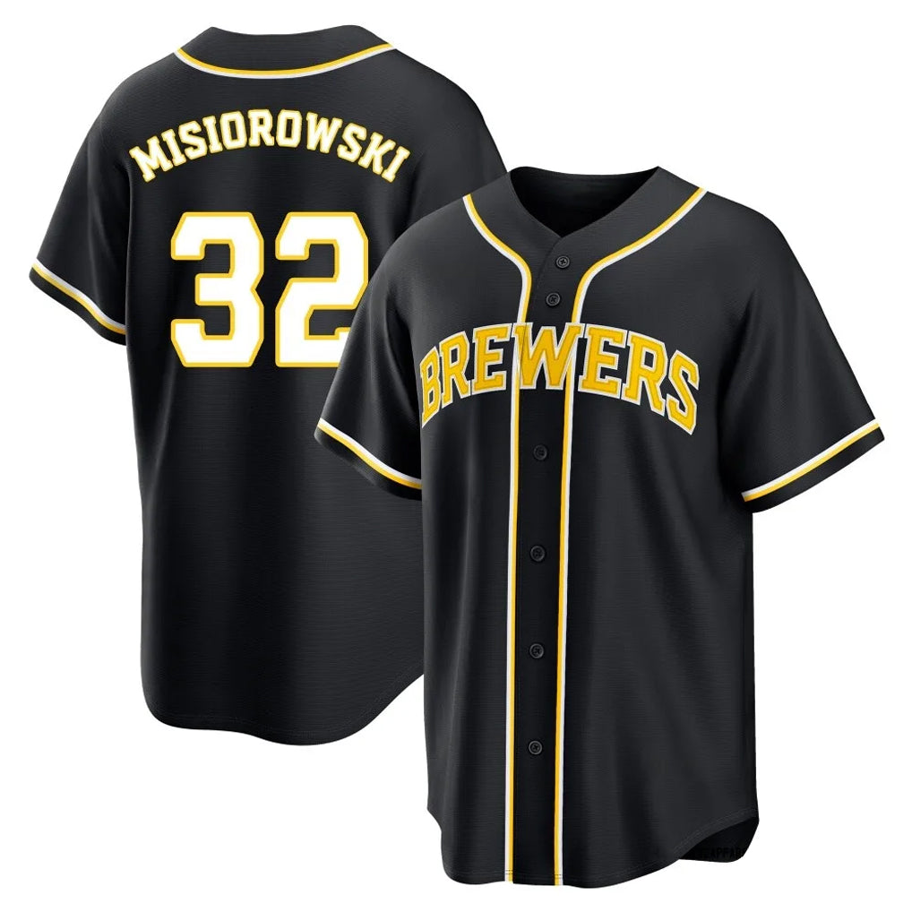 My Store M.Brewers #32 Jacob Misiorowski Player Black Fashion Out Home Game Stitched Jerseys