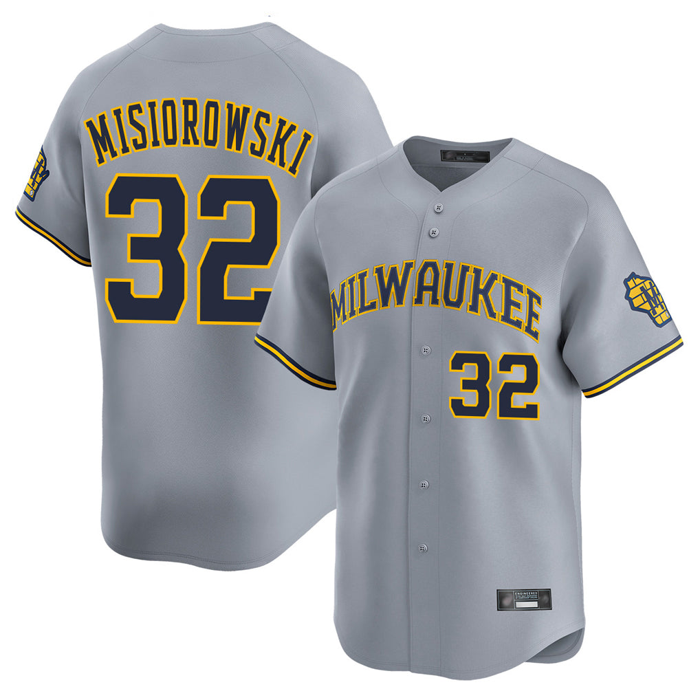 My Store M.Brewers #32 Jacob Misiorowski Player Gray Home Limited Stitched Jerseys