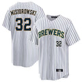 My Store M.Brewers #32 Jacob Misiorowski Player White Stripes Limited Game Home Stitched Jerseys