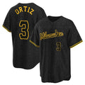 My Store M.Brewers #3 Joey Ortiz Player Black Snake Skin City Home Game Stitched Jerseys