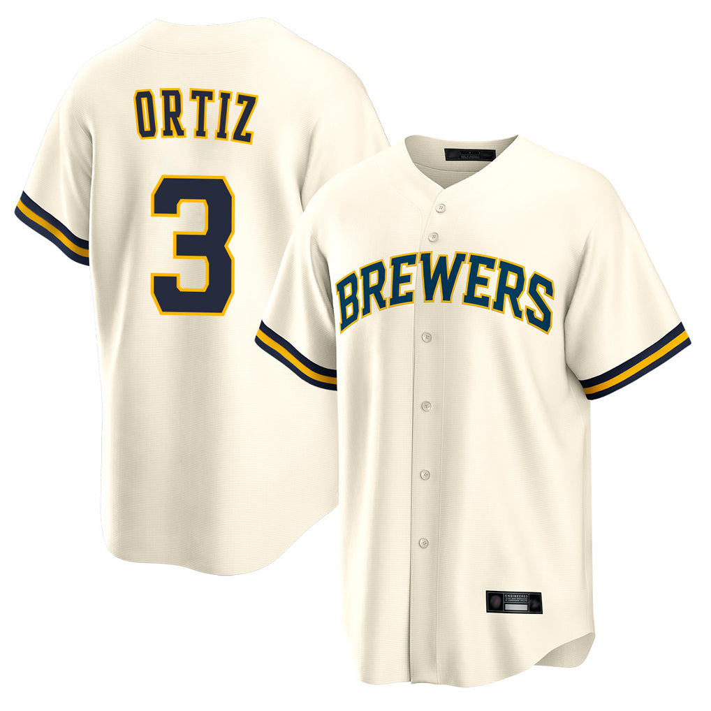 My Store M.Brewers #3 Joey Ortiz Player Cream Home Game Stitched Jerseys