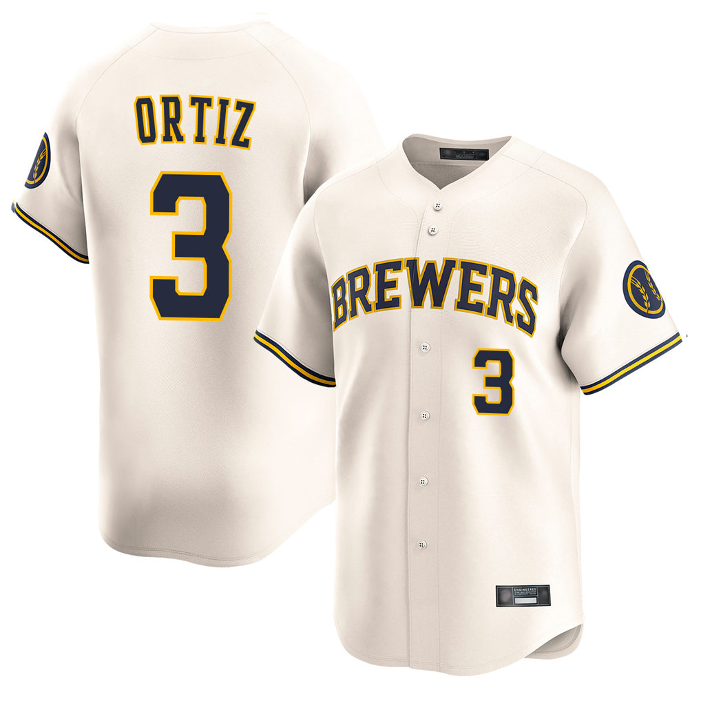 My Store M.Brewers #3 Joey Ortiz Player Cream Home Limited Game Stitched Jerseys