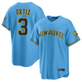 My Store M.Brewers #3 Joey Ortiz Player Light Blue Road Stadium Game Stitched Jerseys
