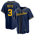 My Store M.Brewers #3 Joey Ortiz Player Navy Home Game Stitched Jerseys