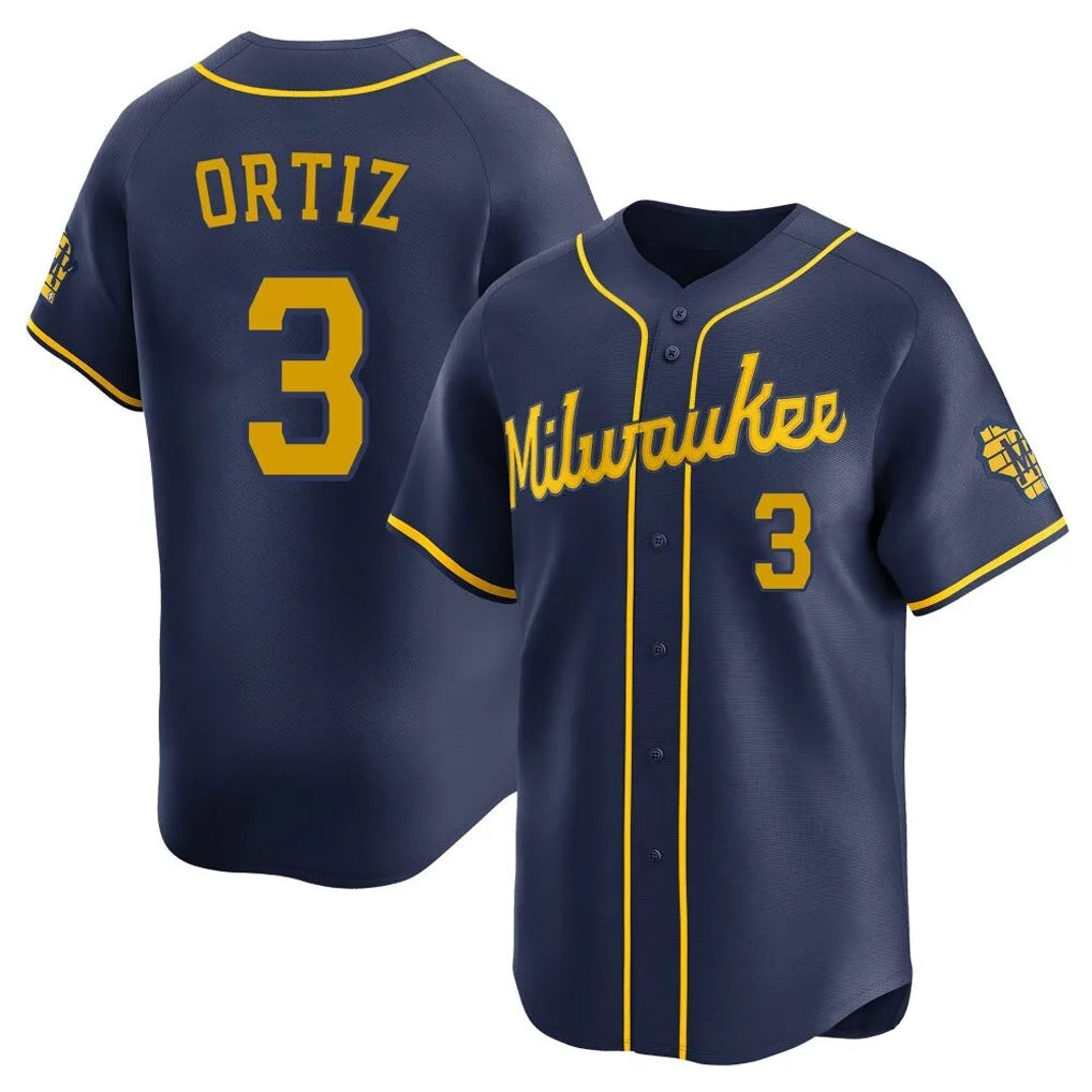 My Store M.Brewers #3 Joey Ortiz Player Navy Home Limited Stitched Jerseys
