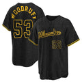 My Store M.Brewers #53 Brandon Woodruff Player Black Snake Skin City Home Game Stitched Jerseys
