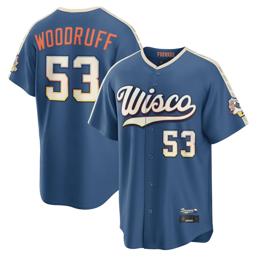 My Store M.Brewers #53 Brandon Woodruff Player Blue 2026 City Connect Home Game Stitched Jerseys