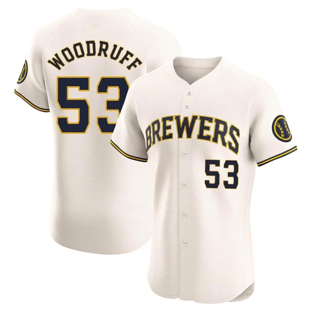 My Store M.Brewers #53 Brandon Woodruff Player Cream Home Limited Elite Stitched Jerseys