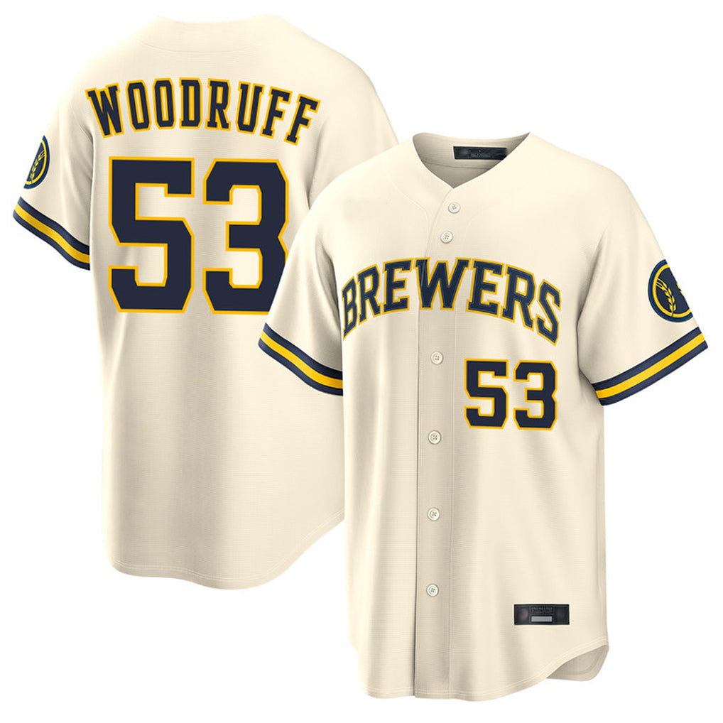 My Store M.Brewers #53 Brandon Woodruff Player Cream Home Limited Stitched Jerseys