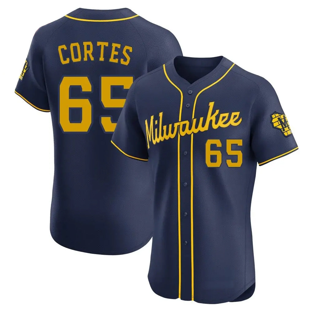My Store M.Brewers #65 Nestor Cortes Player Navy Home Limited Elite Stitched Jerseys