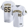 My Store M.Brewers #65 Nestor Cortes Player White Stripes Home Limited Game Stitched Jerseys