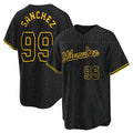 My Store M.Brewers #99 Gary Sanchez Player Black Snake Skin City Home Game Stitched Jerseys