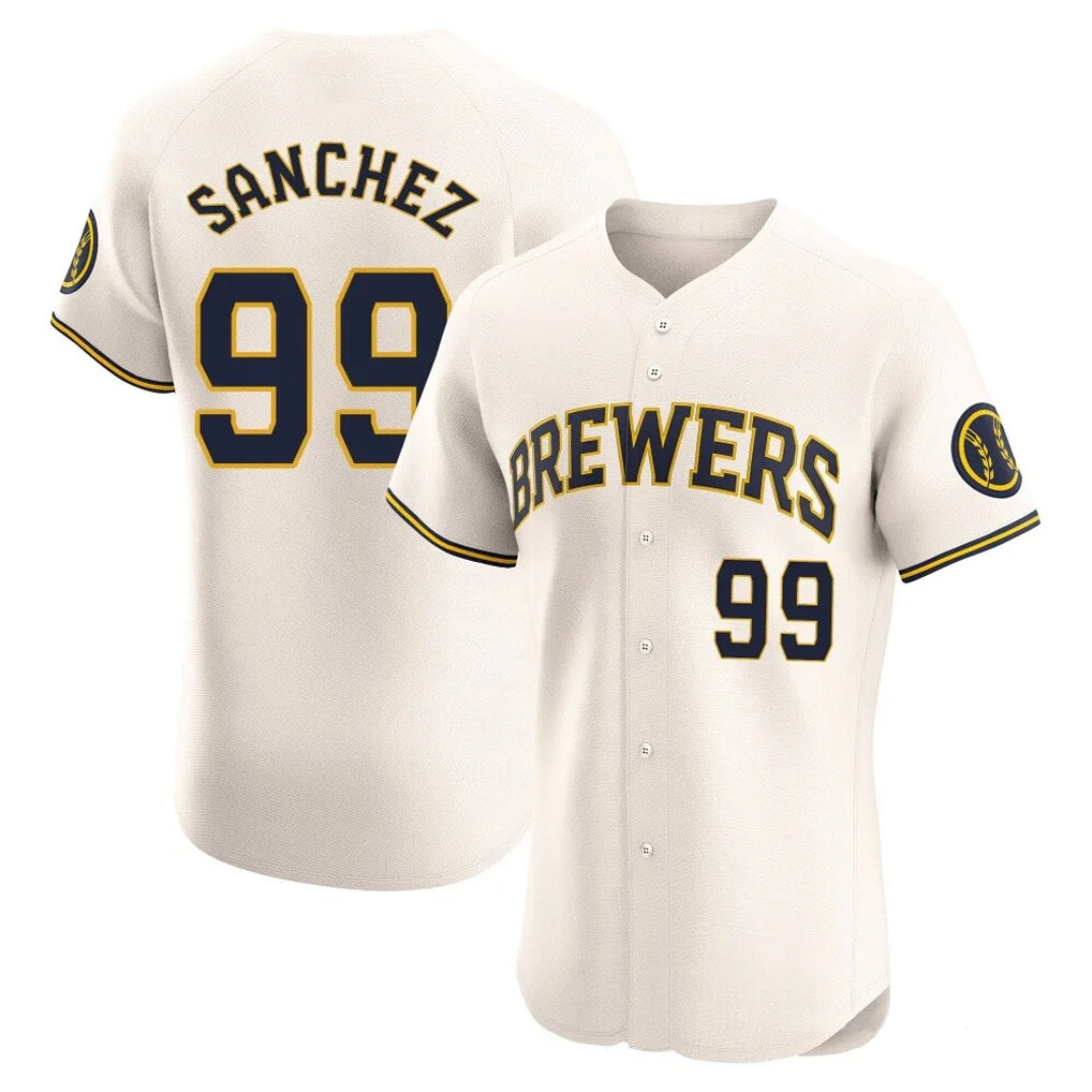 My Store M.Brewers #99 Gary Sanchez Player Cream Home Limited Elite Stitched Jerseys