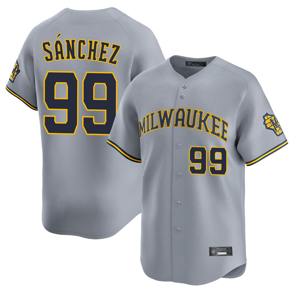 My Store M.Brewers #99 Gary Sanchez Player Gray Home Limited Stitched Jerseys