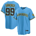 My Store M.Brewers #99 Gary Sanchez Player Light Blue Road Stadium Game Stitched Jerseys