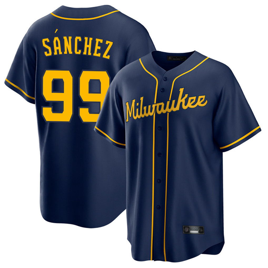 My Store M.Brewers #99 Gary Sanchez Player Navy Home Game Stitched Jerseys