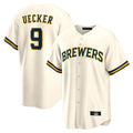 My Store M.Brewers #9 Bob Uecker Player Cream Home Game Stitched Jerseys