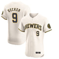 My Store M.Brewers #9 Bob Uecker Player Cream Home Limited Elite Stitched Jerseys