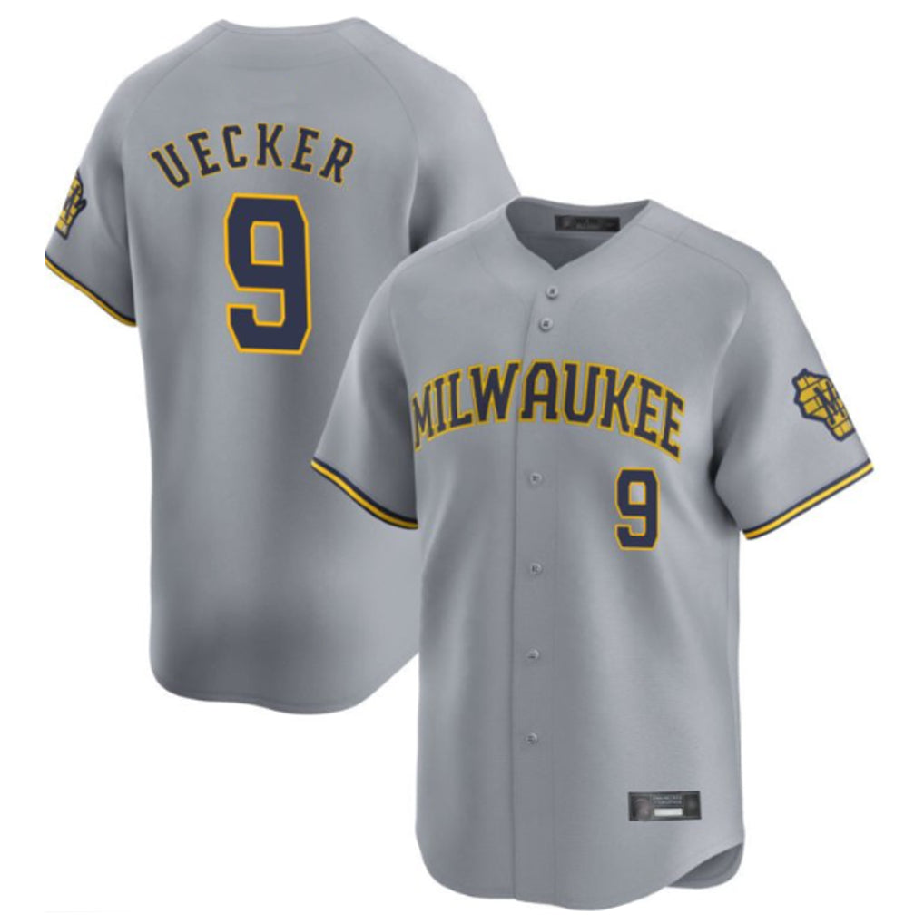 My Store M.Brewers #9 Bob Uecker Player Gray Home Limited Stitched Jerseys