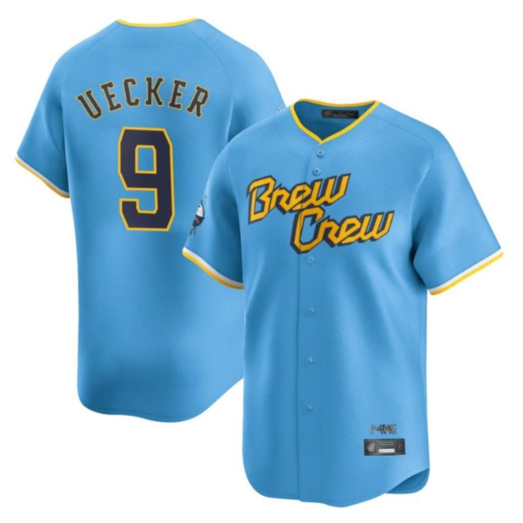 My Store M.Brewers #9 Bob Uecker Player Light Blue City Connect Home Limited Stitched Jerseys