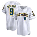 My Store M.Brewers #9 Bob Uecker Player White Stripes Home Limited Game Stitched Jerseys