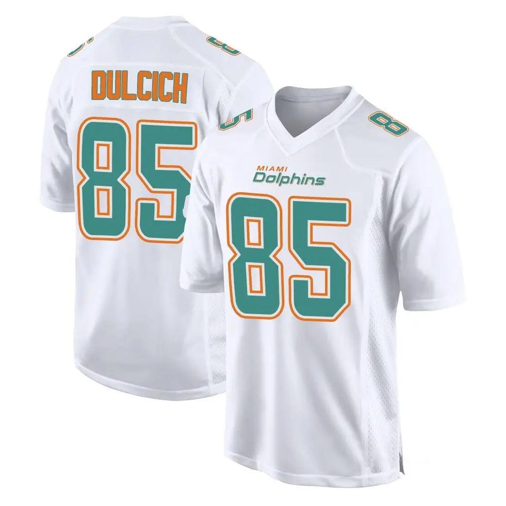 My Store M.Dolphins #85 Greg Dulcich Player White Fashion Home Game Stitched Jerseys