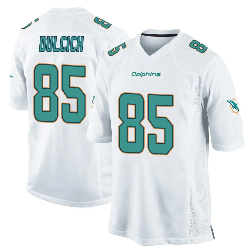 My Store M.Dolphins #85 Greg Dulcich Player White Home Game Stitched Jerseys