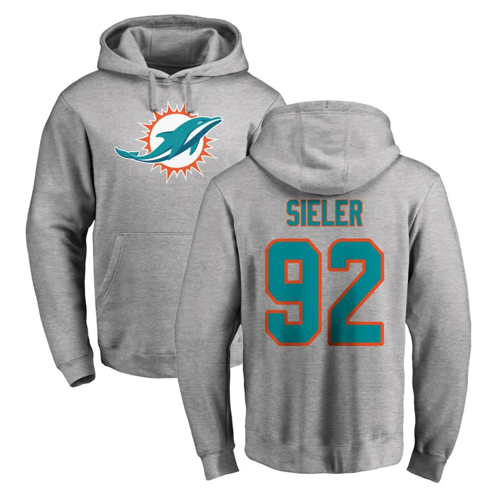 My Store M.Dolphins #92 Zach Sieler Player Gray LOGO Pullover Hoodies Limited Stitched Jerseys