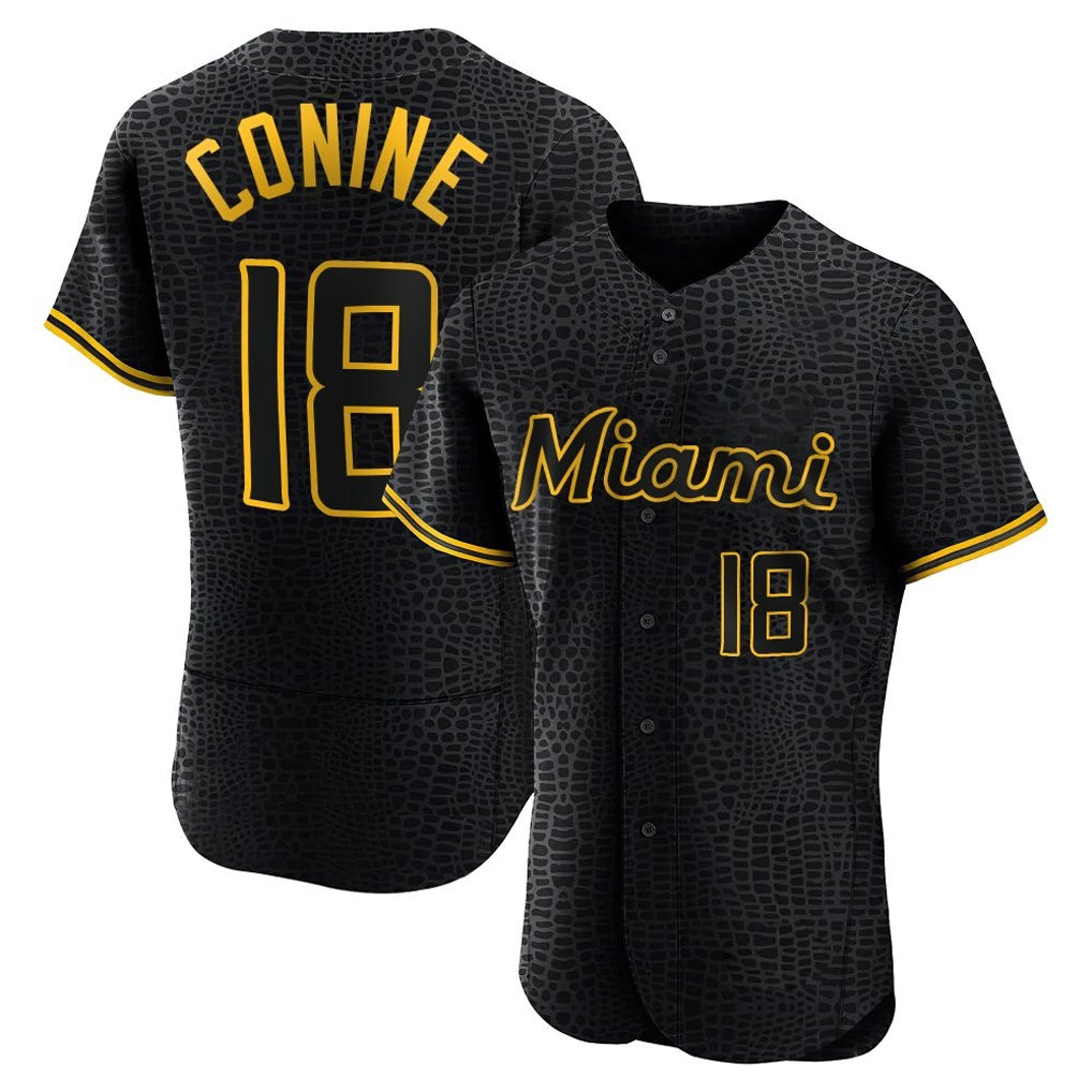 My Store M.Marlins #18 Griffin Conine Player Black Snake Skin City Home Limited Elite Stitched Jerseys