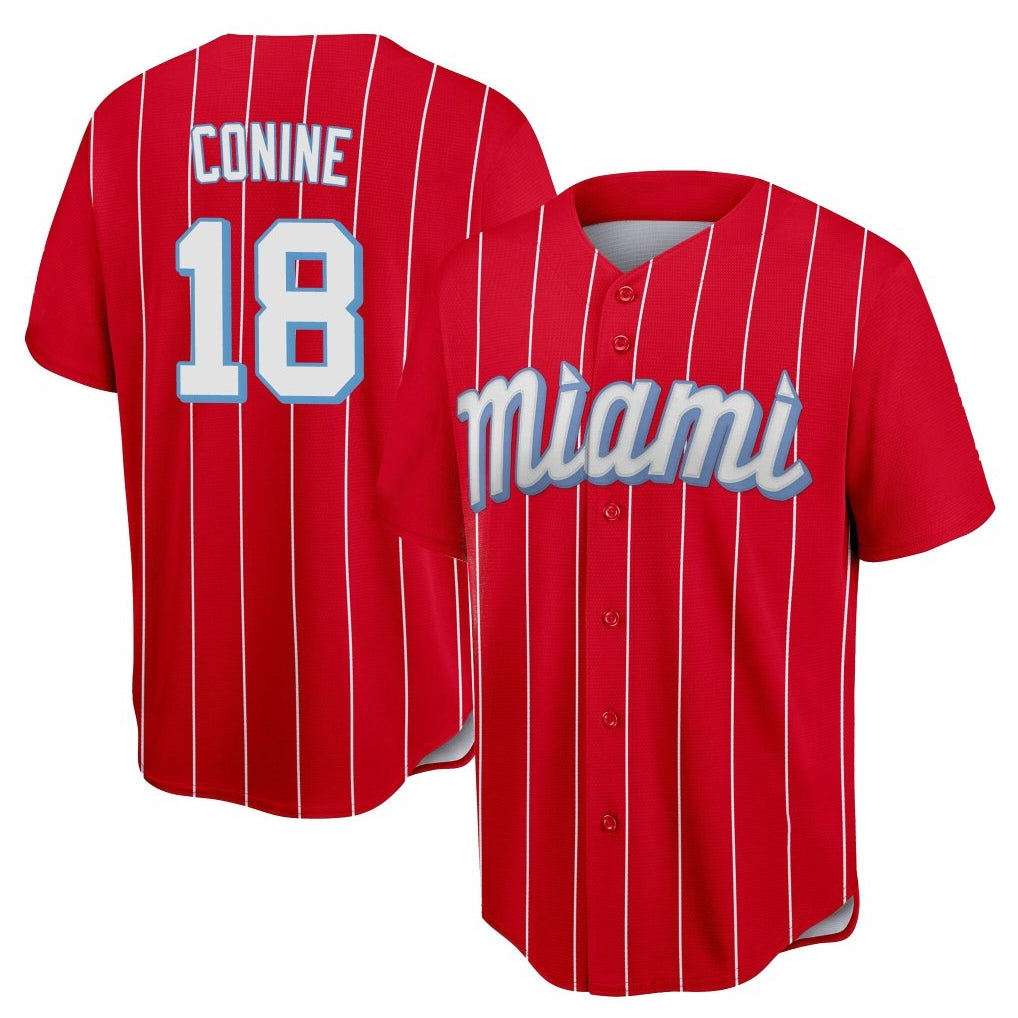 My Store M.Marlins #18 Griffin Conine Player Red City Connect Home Game Stitched Jerseys