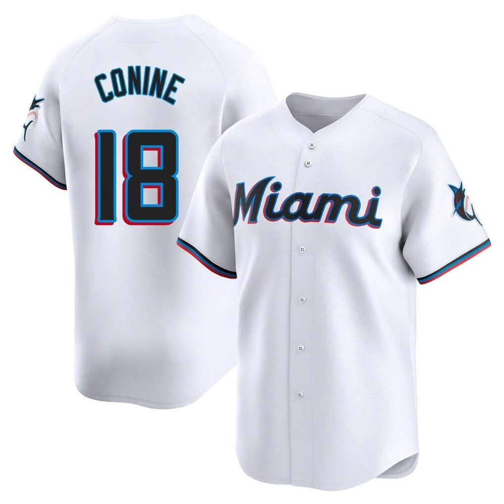 My Store M.Marlins #18 Griffin Conine Player White  Home Limited Stitched Jerseys