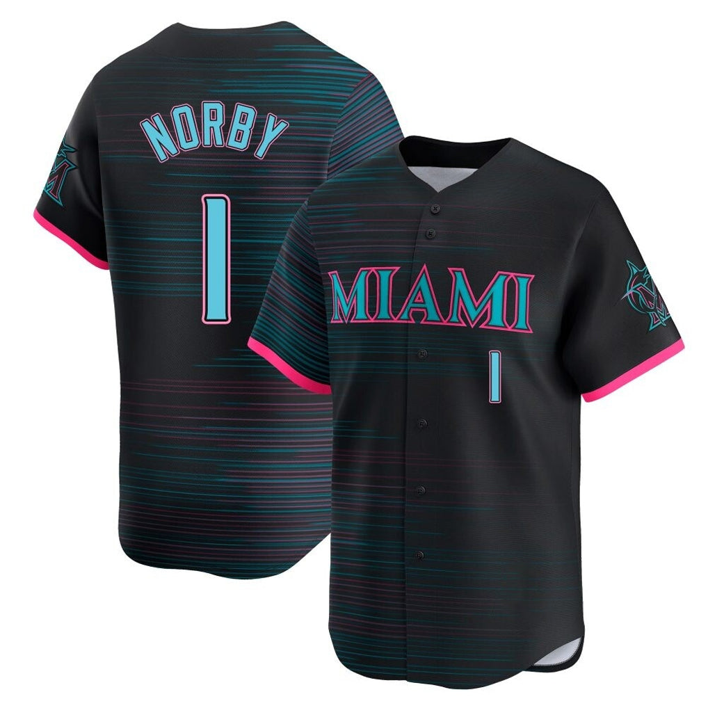 My Store M.Marlins #1 Connor Norby Player Black City Connect Home Limited Stitched Jerseys