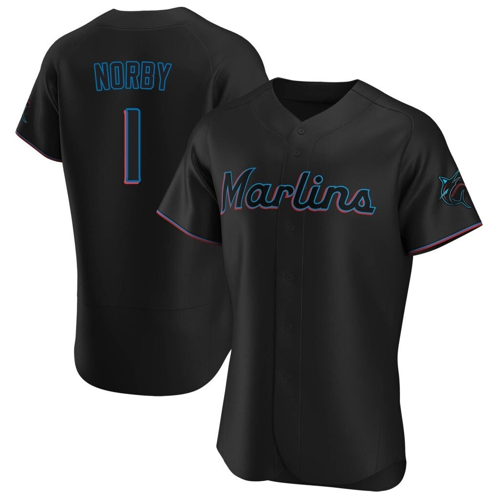 My Store M.Marlins #1 Connor Norby Player Black Home Limited Elite Stitched Jerseys