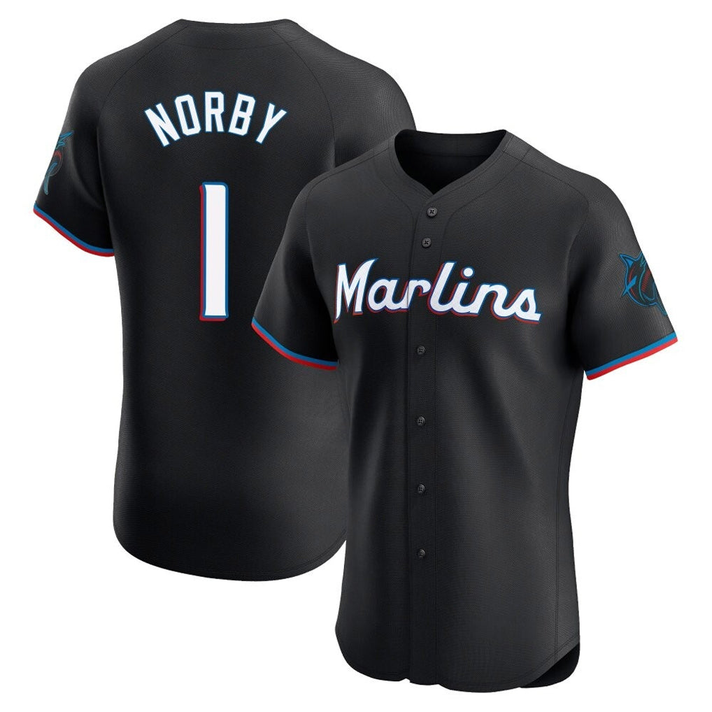 My Store M.Marlins #1 Connor Norby Player Black Vapor Home Limited Elite Stitched Jerseys