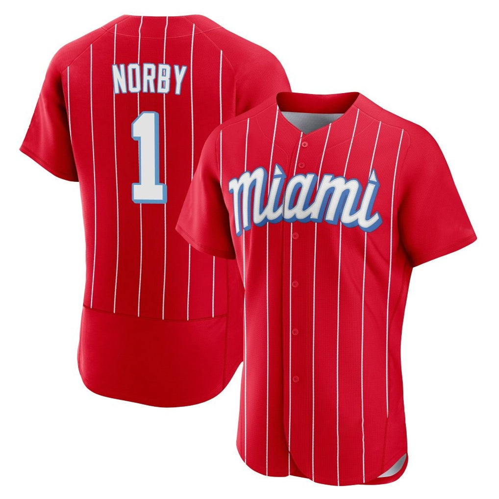 My Store M.Marlins #1 Connor Norby Player Red City Connect Home Limited Elite Stitched Jerseys