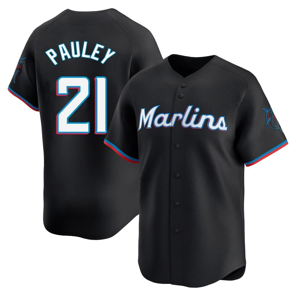 My Store M.Marlins #21 Graham Pauley Player Black  Home Limited Stitched Jerseys