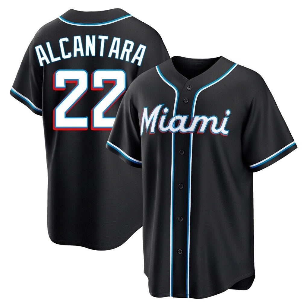 My Store M.Marlins #22 Sandy Alcantara Player Black Fashion Out Home Game Stitched Jerseys