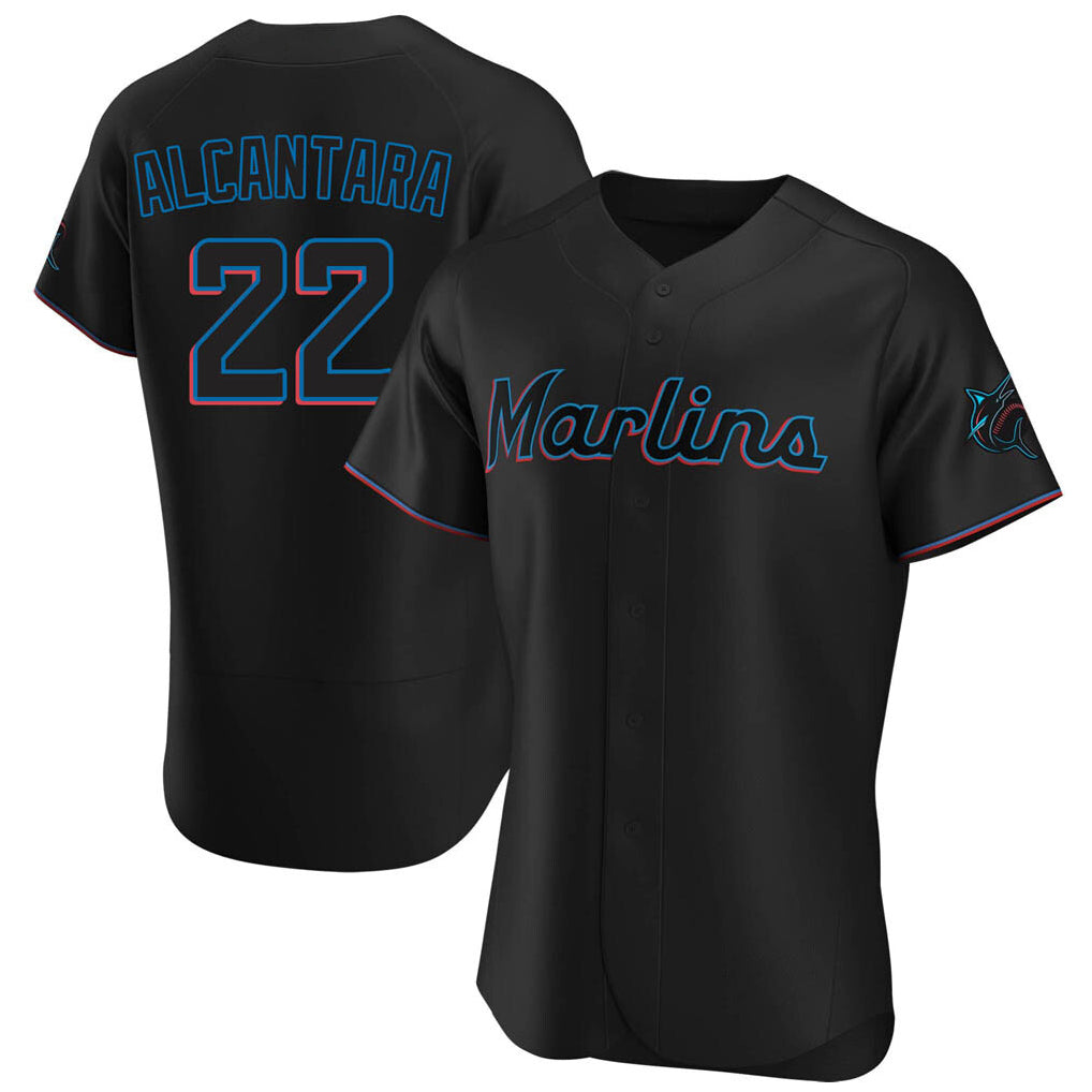 My Store M.Marlins #22 Sandy Alcantara Player Black Home Limited Elite Stitched Jerseys