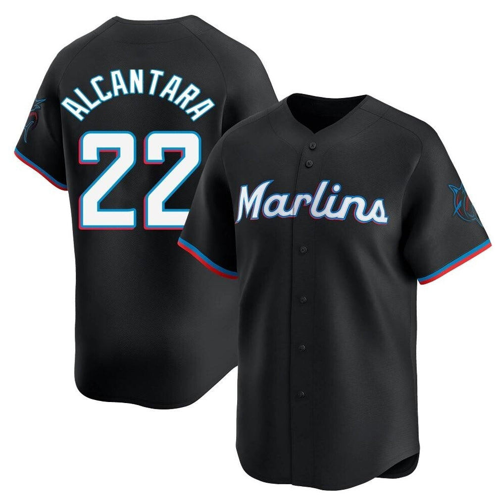 My Store M.Marlins #22 Sandy Alcantara Player Black  Home Limited Stitched Jerseys