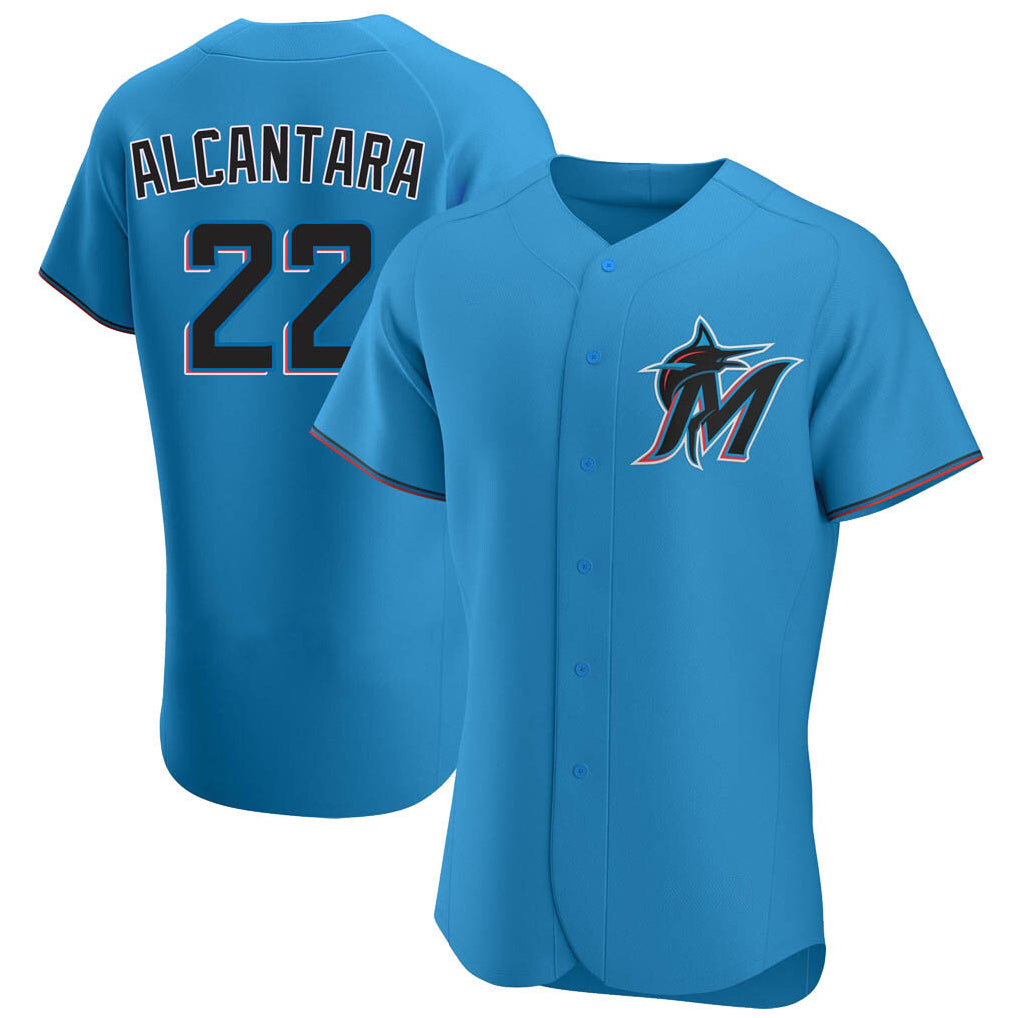 My Store M.Marlins #22 Sandy Alcantara Player Blue Home Limited Elite Stitched Jerseys