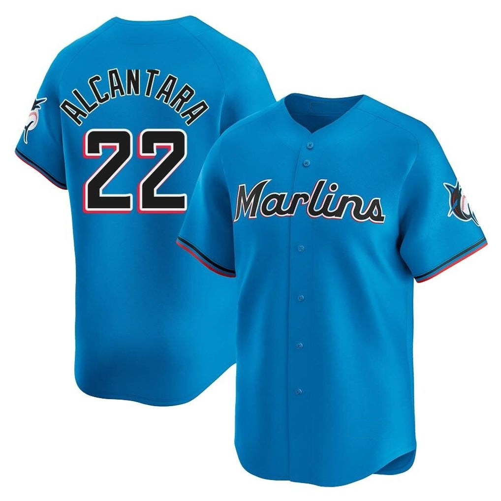 My Store M.Marlins #22 Sandy Alcantara Player Blue Home Limited Stitched Jerseys