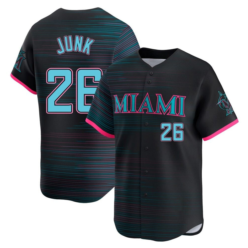 My Store M.Marlins #26 Janson Junk Player Black City Connect Home Limited Stitched Jerseys